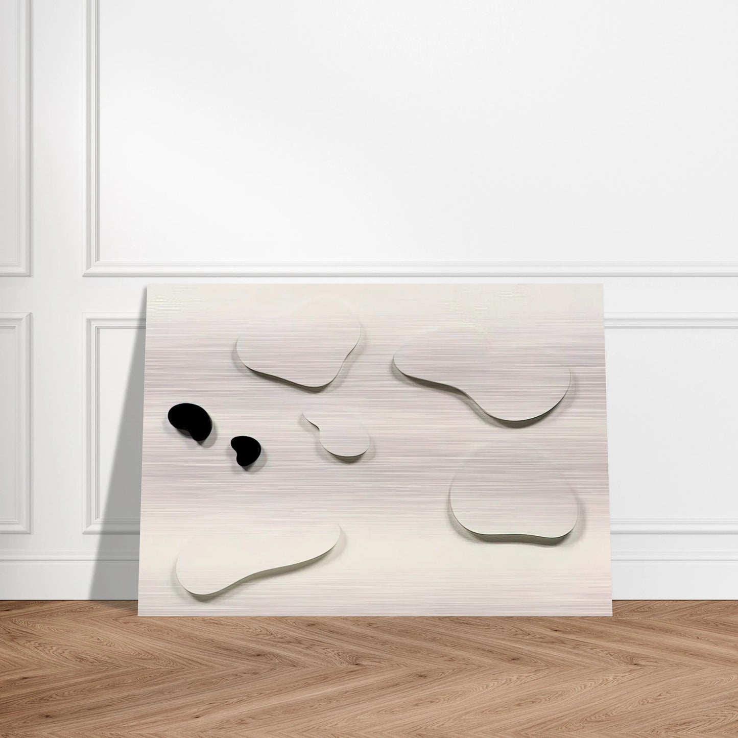 Constellation with 5 White Forms and 2 Black - Jean Arp Brushed Aluminum Print - 70x100 cm / 28x40 inches | Jean Arp Aluminum Print | Jean Arp Prints