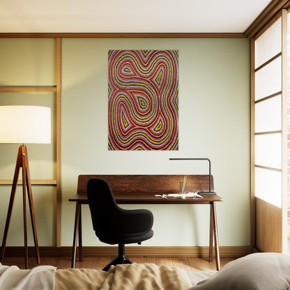 Worm Dreaming - 1998 - Clifford Possum Tjapaltjarri Brushed Aluminum Print - 70x100 cm / 28x40 inches | Clifford Possum Tjapaltjarri Aluminum Print | Clifford Possum Tjapaltjarri Prints