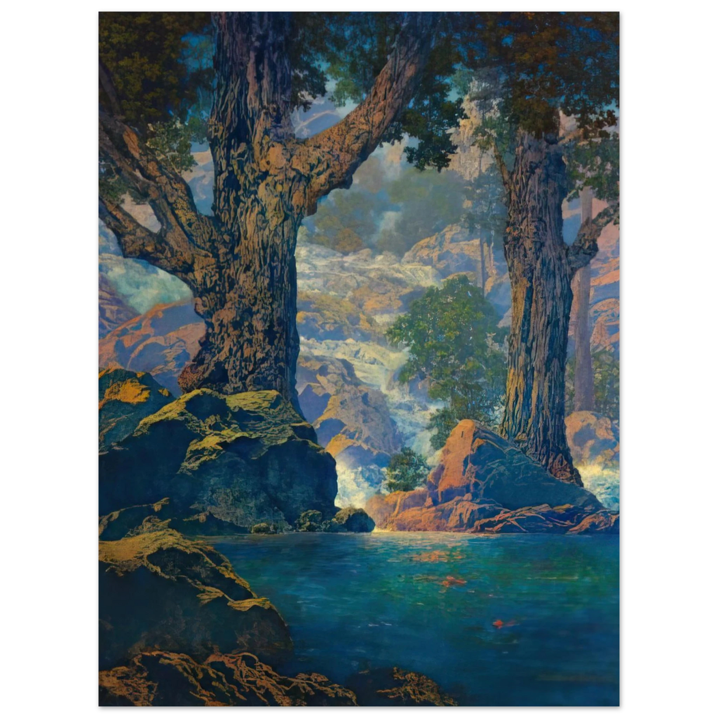 Maxfield Parrish - Cascades Quiet Solitude Wall Art - 21x29.7 cm / 8x12" - Fine Art Poster-canvas - -