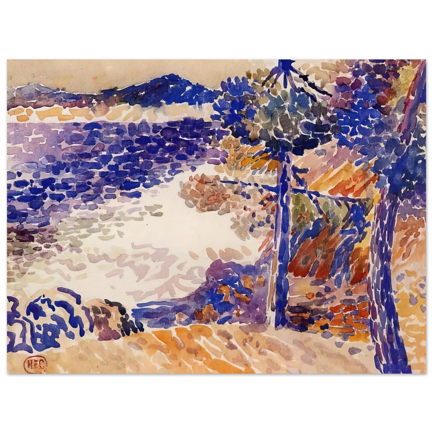 Henri-Edmond Cross - Pines by the Sea  75x100 cm / 30x40inches Fine Art Poster