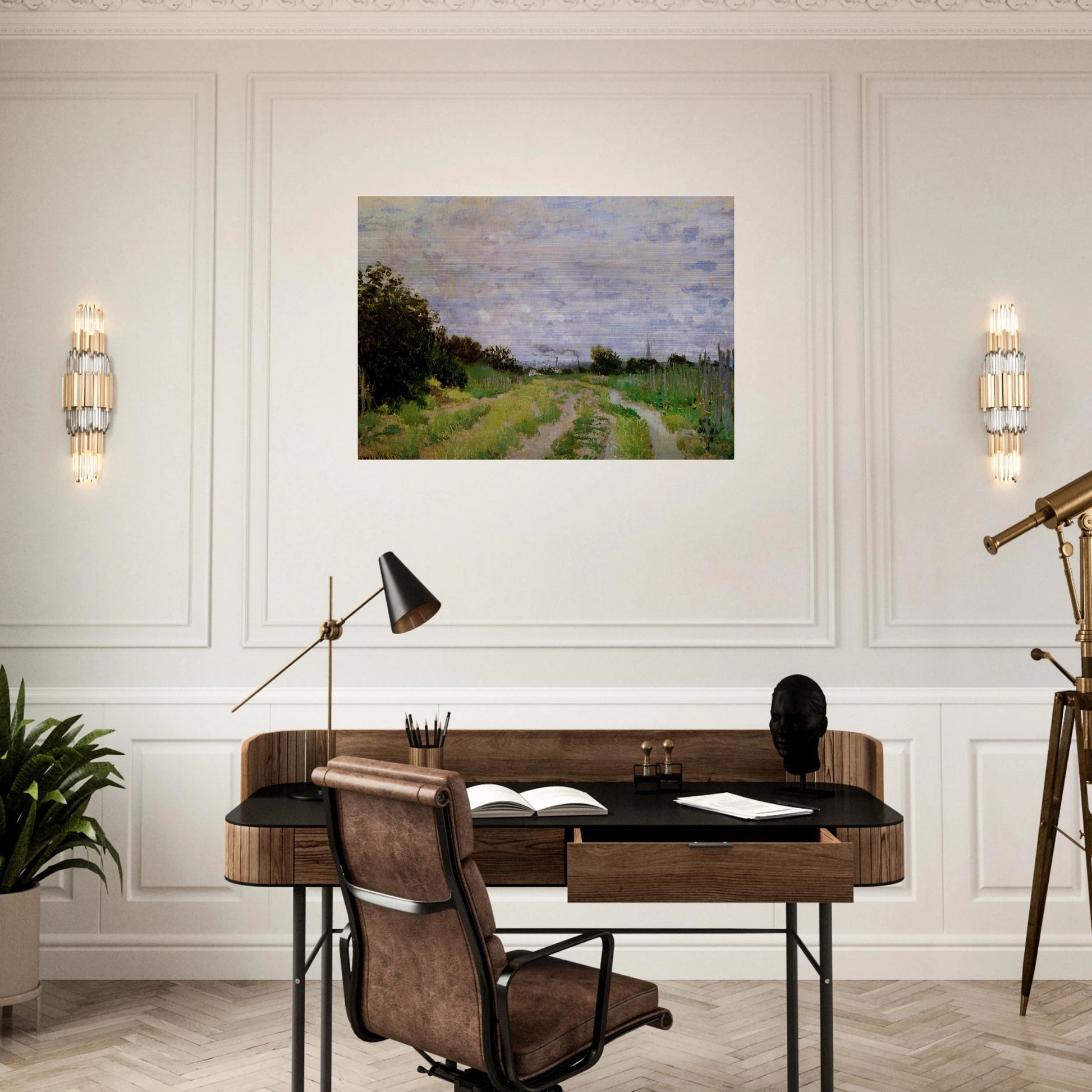 Lane in the Vineyards at Argenteuil - claude monet Brushed Aluminum Print - 70x100 cm / 28x40 inches | claude monet Aluminum Print | claude monet Prints