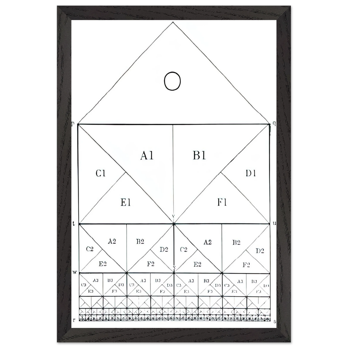 MC Escher - SCHEME Wall Art - 21x29.7 cm / 8x12" - Premium Wooden Framed Poster With Fine Art Paper-canvas - Wood frame