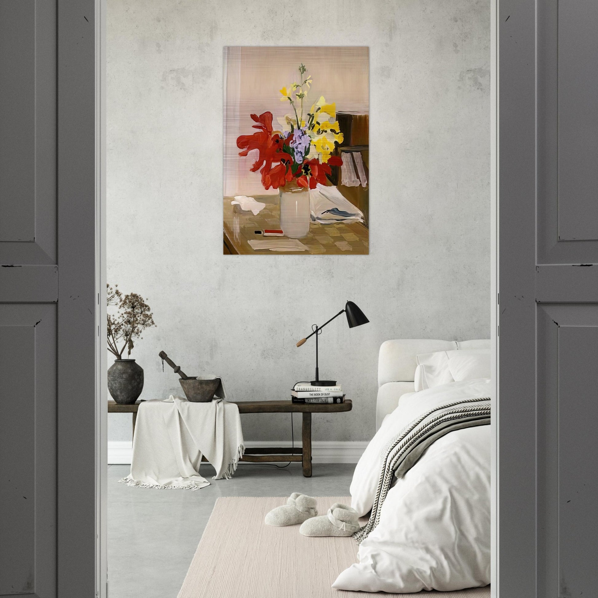 ANEMONE AND DAFFODIL 1965 - Fairfield Porter Brushed Aluminum Print - 70x100 cm / 28x40 inches | Fairfield Porter Aluminum Print | Fairfield Porter Prints