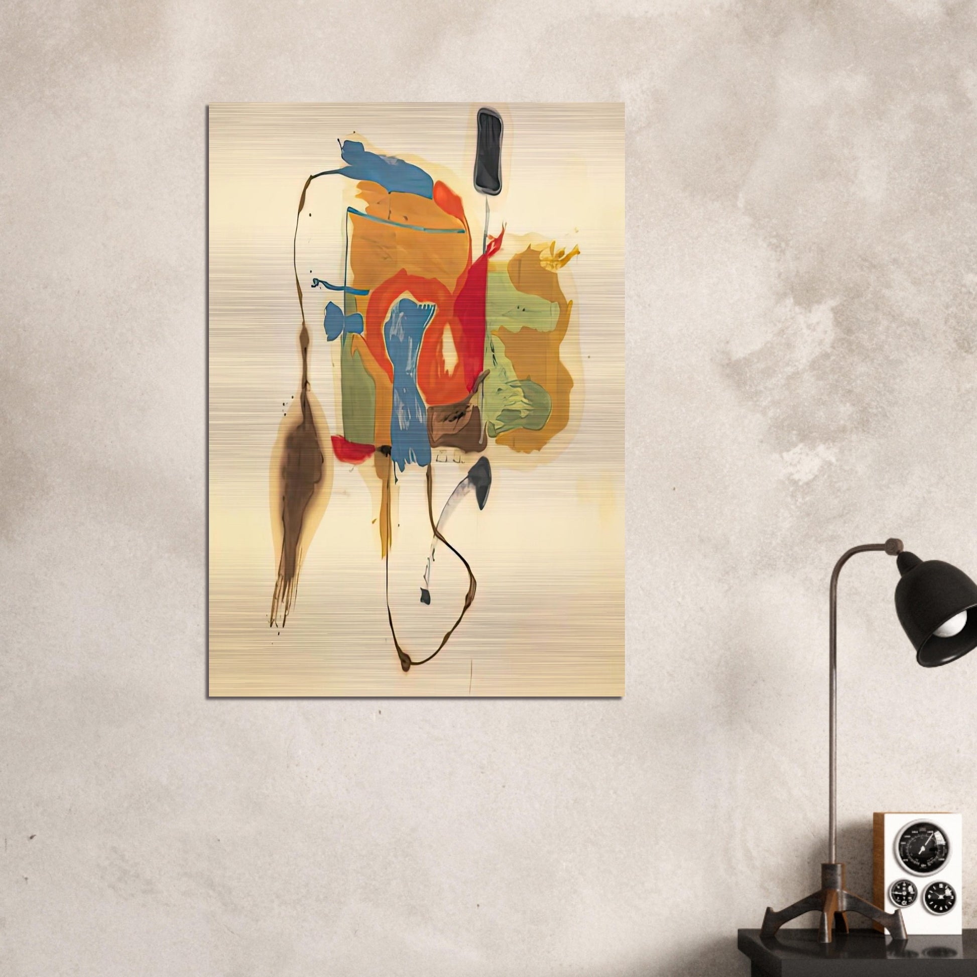 Blue Form in a Scene, 1961- - Helen Frankenthaler Brushed Aluminum Print - 70x100 cm / 28x40 inches | Helen Frankenthaler Aluminum Print | Helen Frankenthaler Prints