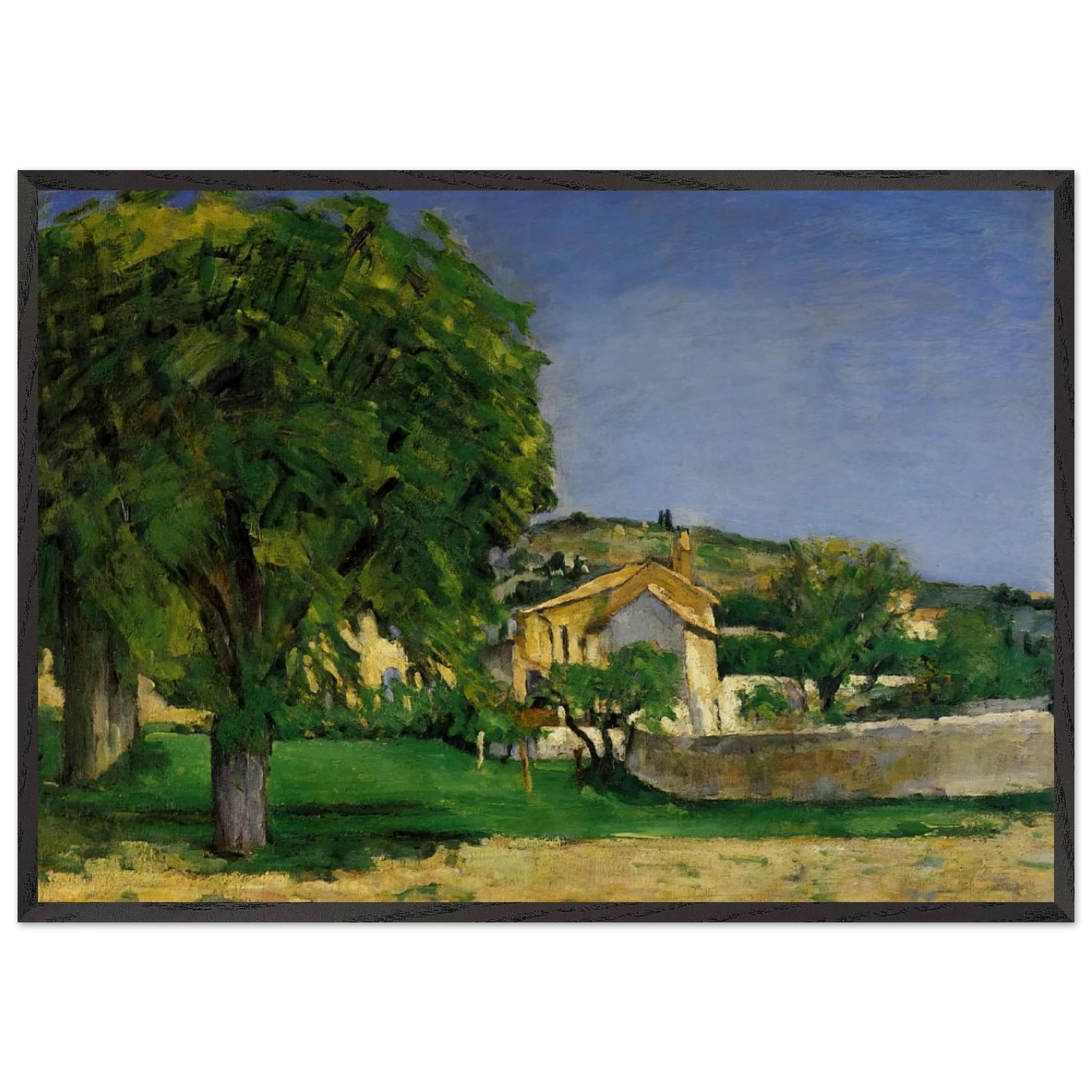 Chestnut Trees and Farmstead of Jas de Bouffin - Paul Cezanne 70x100 cm / 28x40 inches Framed Art Print – Black Wooden Frame