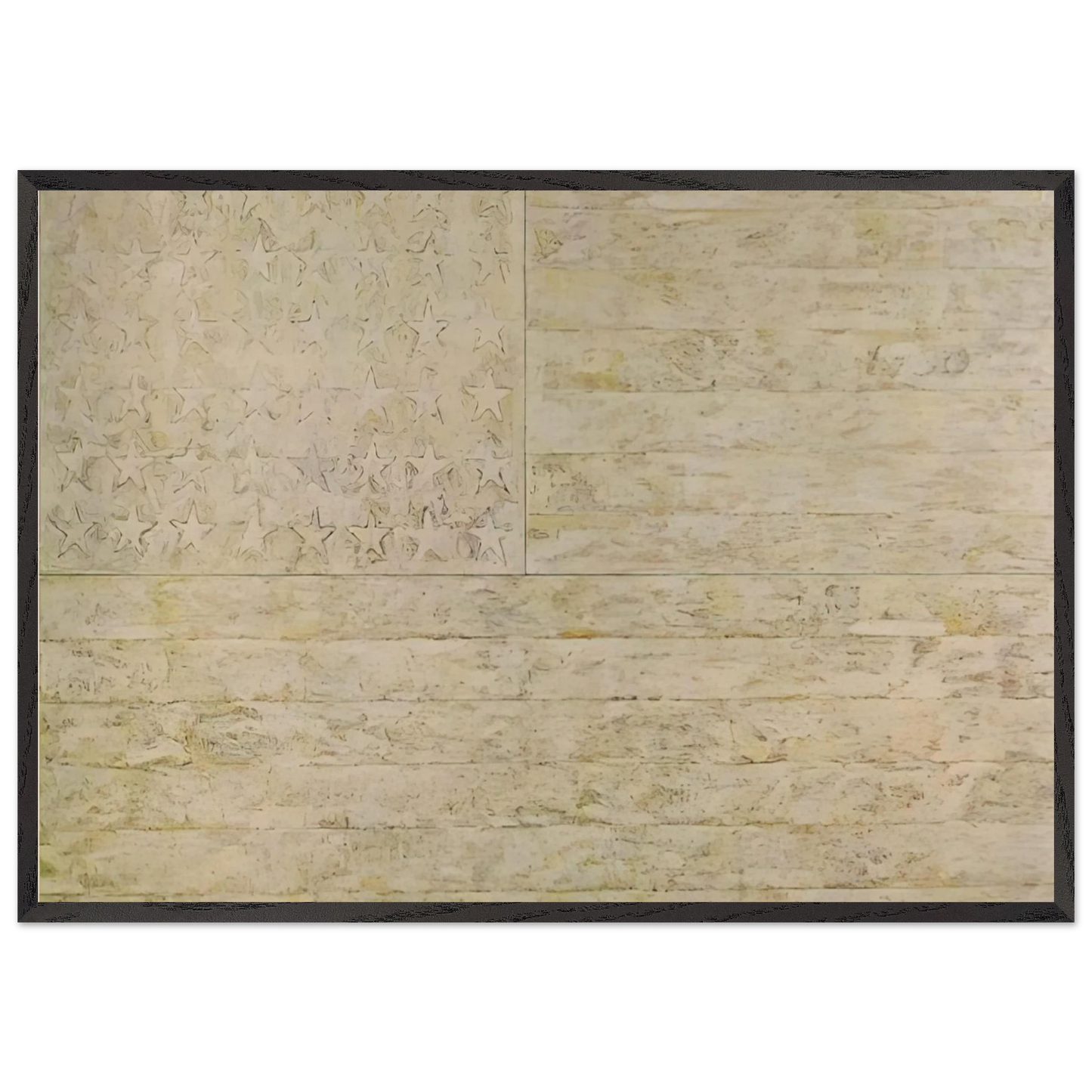 WHITE FLAG - Jasper Johns 70x100 cm / 28x40 inches Framed Art Print – Black Wooden Frame
