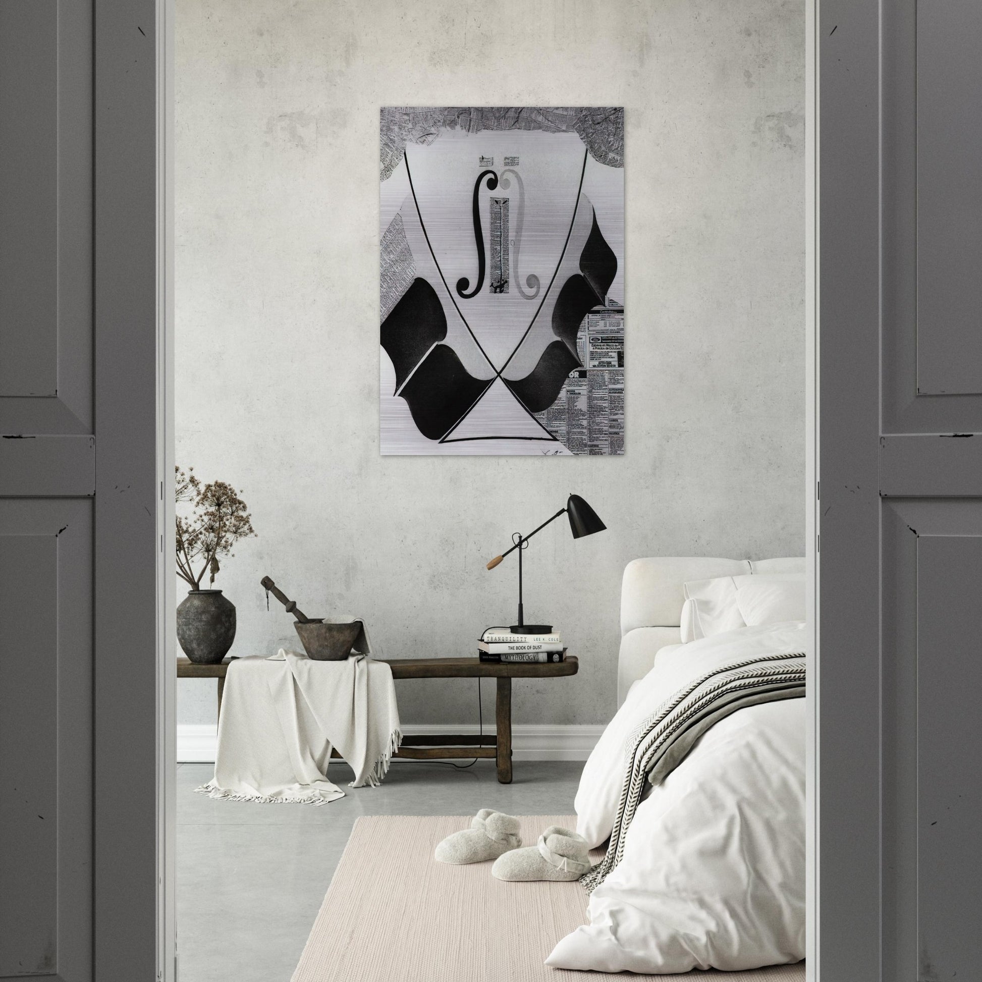 UNTITLED HEAD OF A SPANISH NOBLEMAN FASHIONED BY THE CATASTROPHE MODEL FROM A SWALLOW S TAIL - Salvador Dali Brushed Aluminum Print - 70x100 cm / 28x40 inches | Salvador Dali Aluminum Print | Salvador Dali Prints