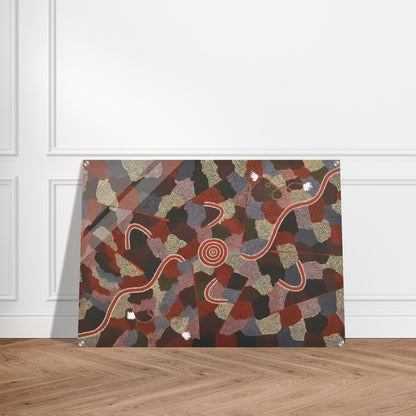 Family Dreaming - Native Art - Clifford Possum Tjapaltjarri Acrylic Print - 70x100 cm / 28x40″ inches