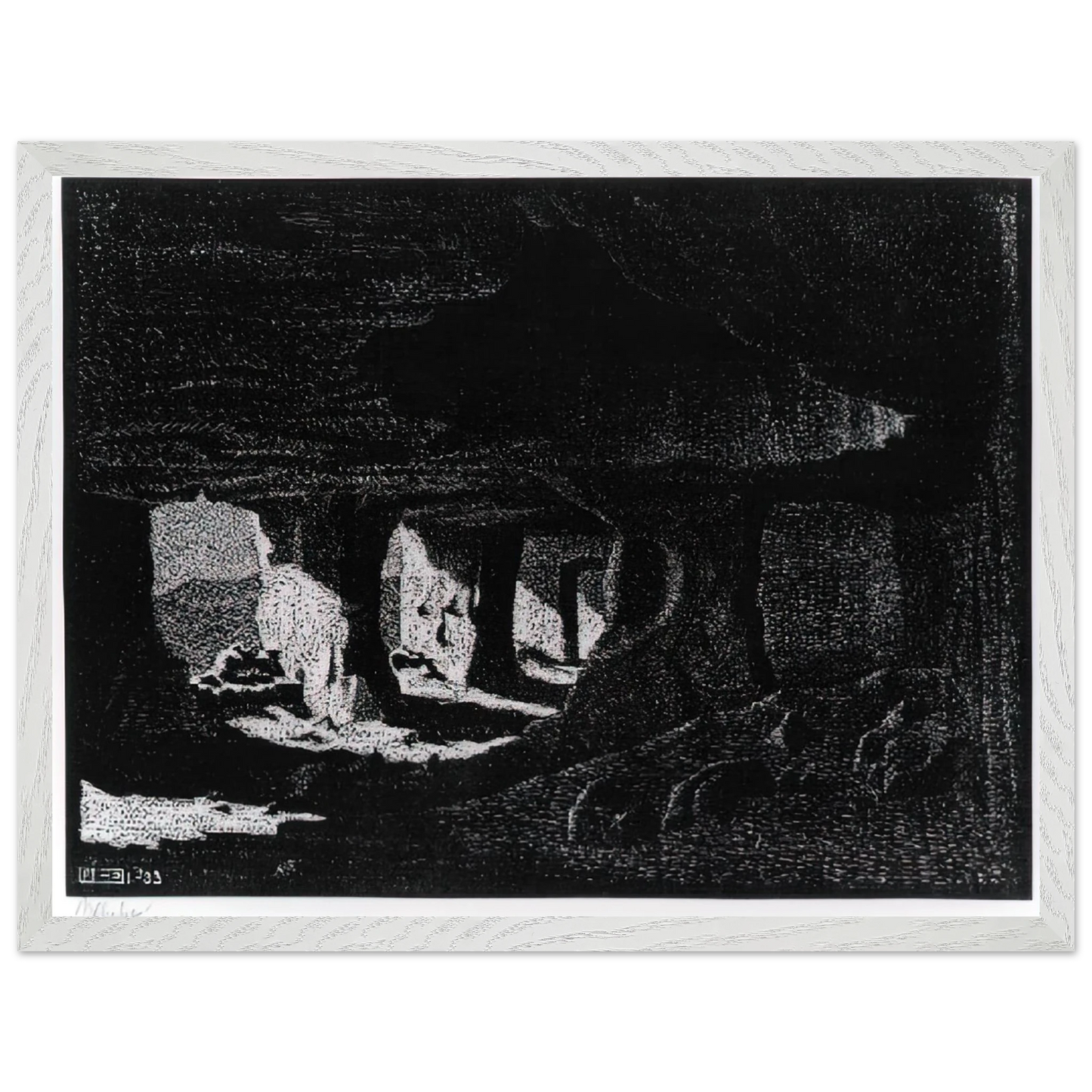 MC Escher - CAVE DWELLINGS NEAR SPERLINGA SICILY Wall Art - 30x40 cm / 12x16 inches - Fine Art Poster-canvas - -