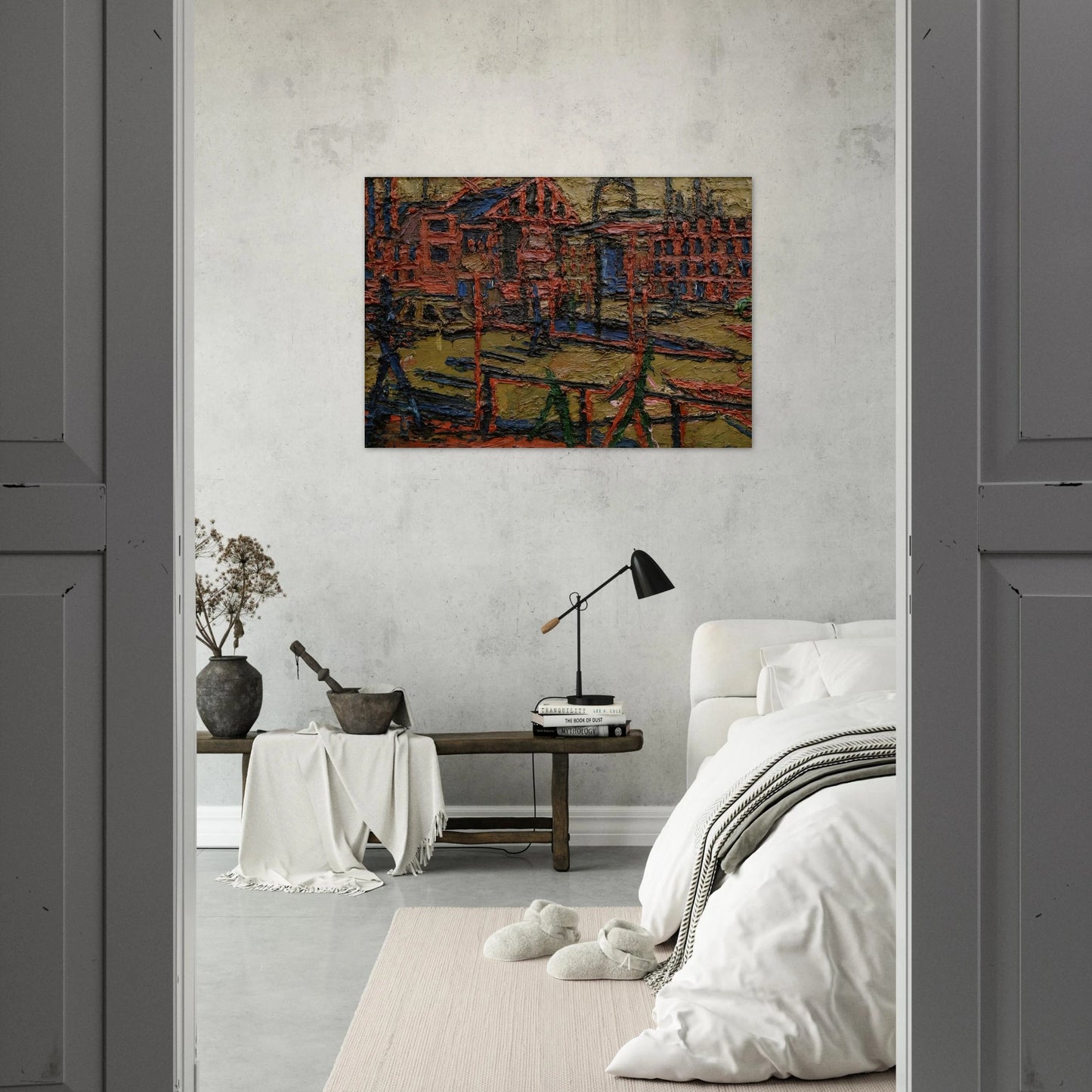 BEHIND CAMDEN TOWN STATION SUMMER EVENING - Frank Auerbach Brushed Aluminum Print - 70x100 cm / 28x40 inches | Frank Auerbach Aluminum Print | Frank Auerbach Prints