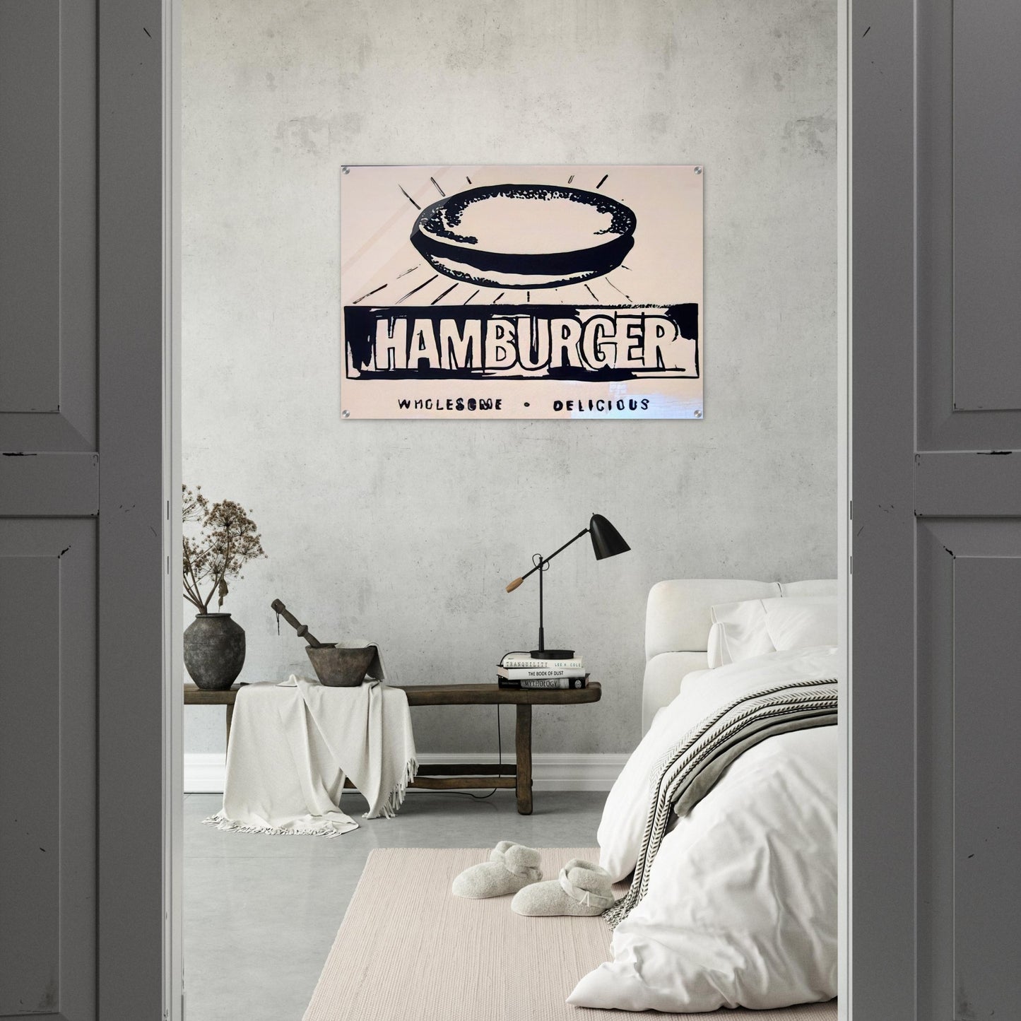 Hamburger  beige  - Andy Warhol Acrylic Print - 70x100 cm / 28x40″ inches | Andy Warhol Wall Art | Andy Warhol Prints