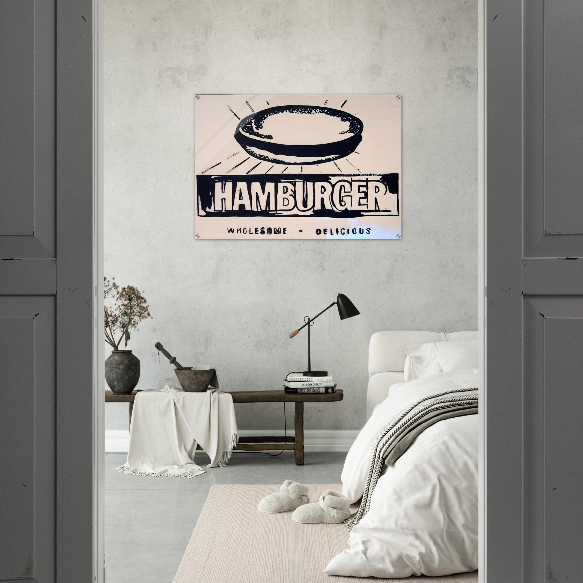 Hamburger  beige  - Andy Warhol Acrylic Print - 70x100 cm / 28x40″ inches | Andy Warhol Wall Art | Andy Warhol Prints