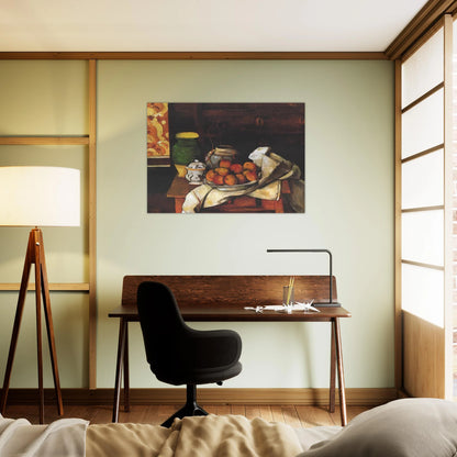 Still life in front of a chest of drawers - Paul Cézanne Brushed Aluminum Print - 70x100 cm / 28x40 inches | Paul Cézanne Aluminum Print | Paul Cézanne Prints