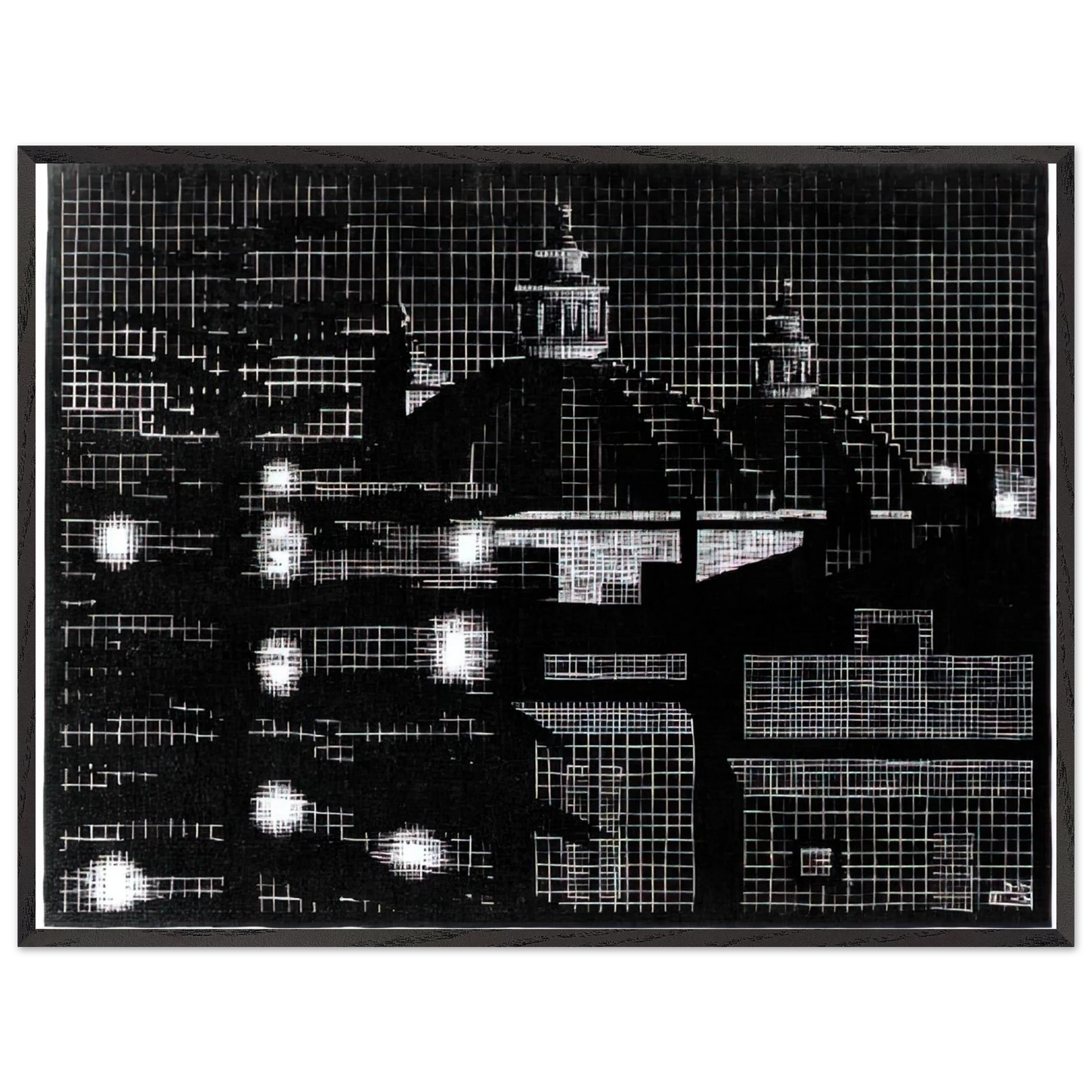MC Escher - NOCTURNAL ROME 5 Wall Art - 21x29.7 cm / 8x12" - Premium Wooden Framed Poster With Fine Art Paper-canvas - Wood frame