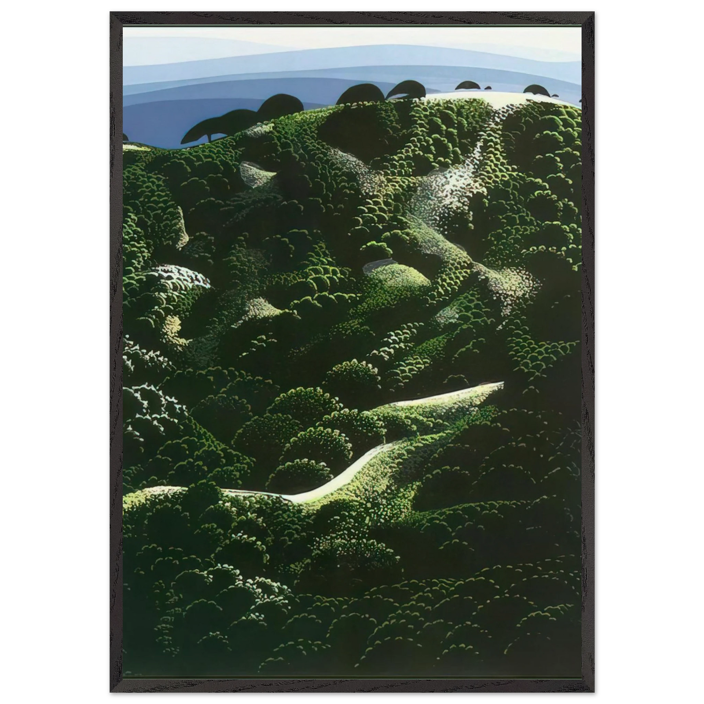 Santa Barbara Mountains - Eyvind Earle 70x100 cm / 28x40 inches Framed Art Print – Black Wooden Frame