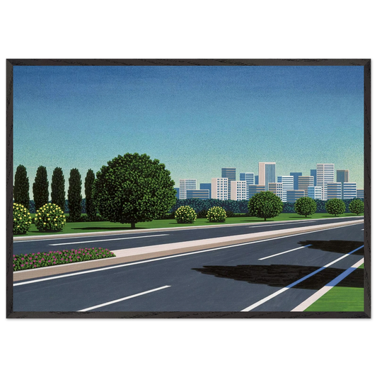 City Highway - Hiroshi Nagai 70x100 cm / 28x40 inches Framed Art Print – Black Wooden Frame