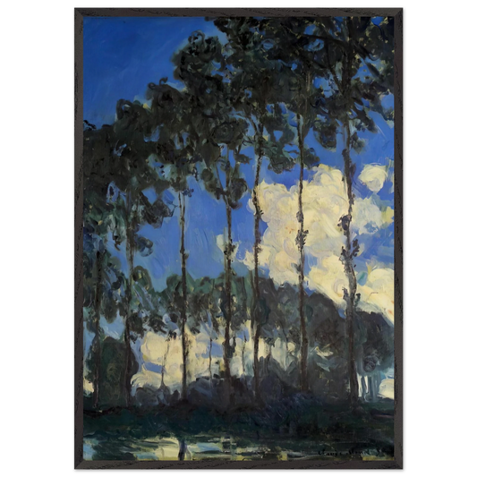 Poplars on the Banks of the Epte - claude monet 70x100 cm / 28x40 inches Framed Art Print – Black Wooden Frame