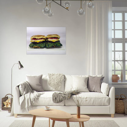 TWO CHEESEBURGERS WITH EVERYTHING DUAL HAMBURGERS 1962 - Claes Oldenburg Brushed Aluminum Print - 70x100 cm / 28x40 inches | Claes Oldenburg Aluminum Print | Claes Oldenburg Prints