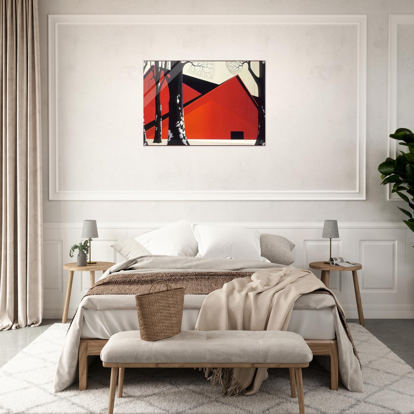 The Great Red Barn - Eyvind Earle Acrylic Print - 70x100 cm / 28x40″ inches