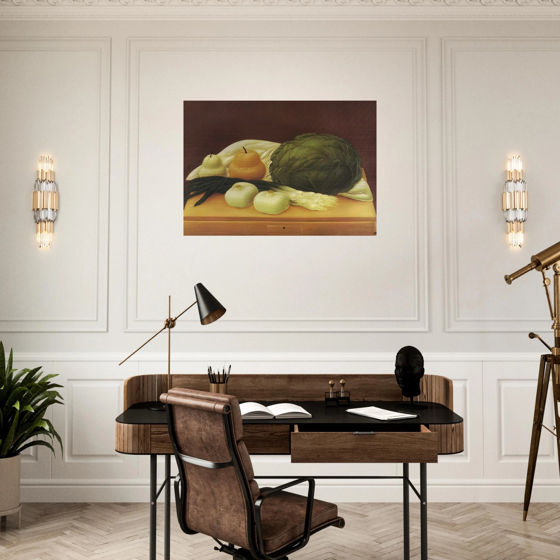 KITCHEN TABLE - Fernando Botero Brushed Aluminum Print - 70x100 cm / 28x40 inches | Fernando Botero Aluminum Print | Fernando Botero Prints