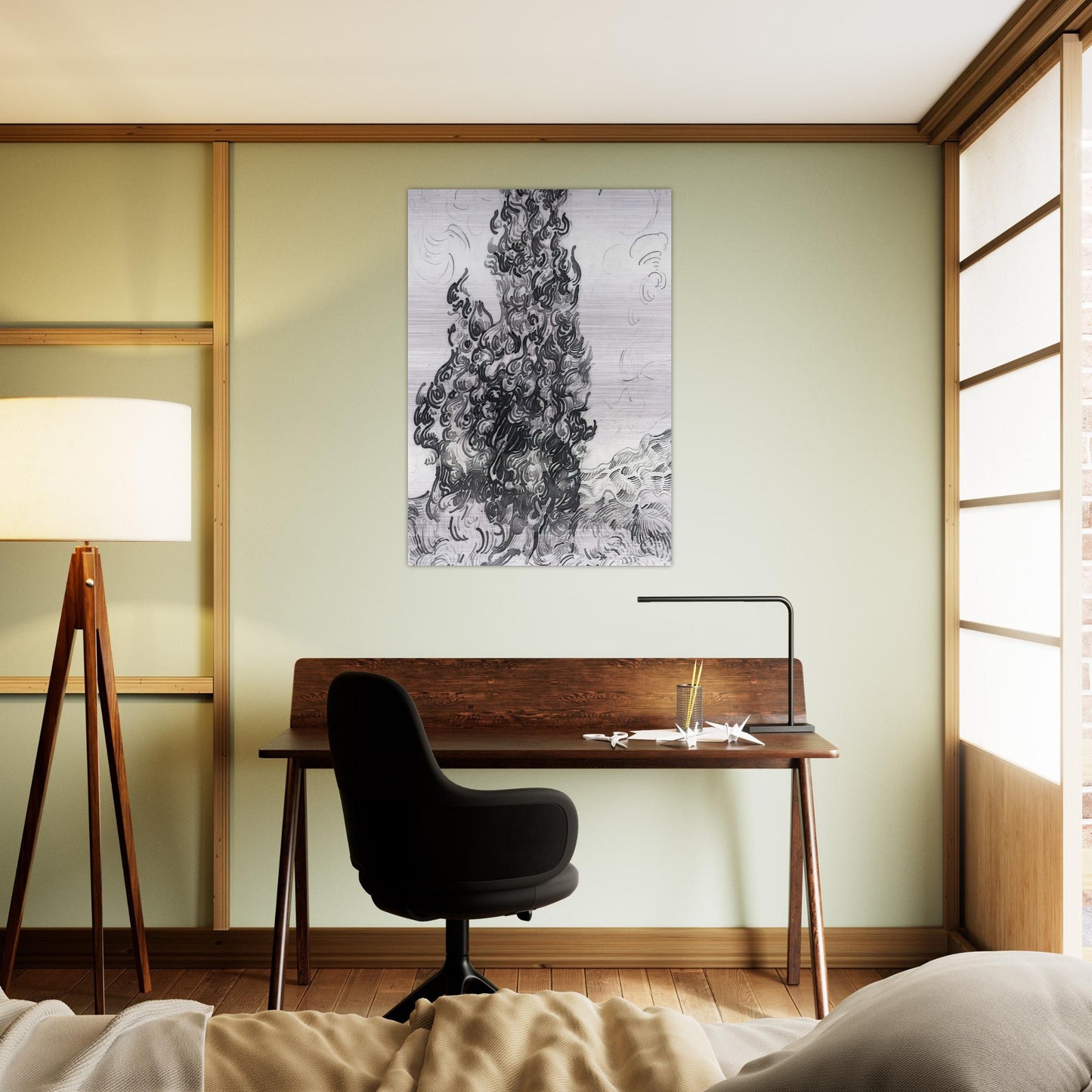 Cypresses - Vincent van Gogh Brushed Aluminum Print - 70x100 cm / 28x40 inches | Vincent van Gogh Aluminum Print | Vincent van Gogh Prints