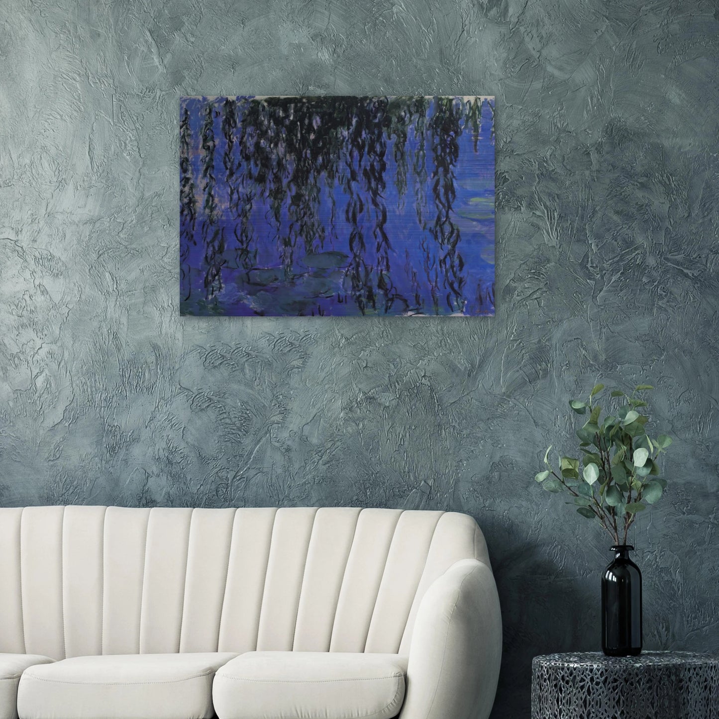 Water Lilies and Weeping Willow Branches - claude monet Brushed Aluminum Print - 70x100 cm / 28x40 inches | claude monet Aluminum Print | claude monet Prints