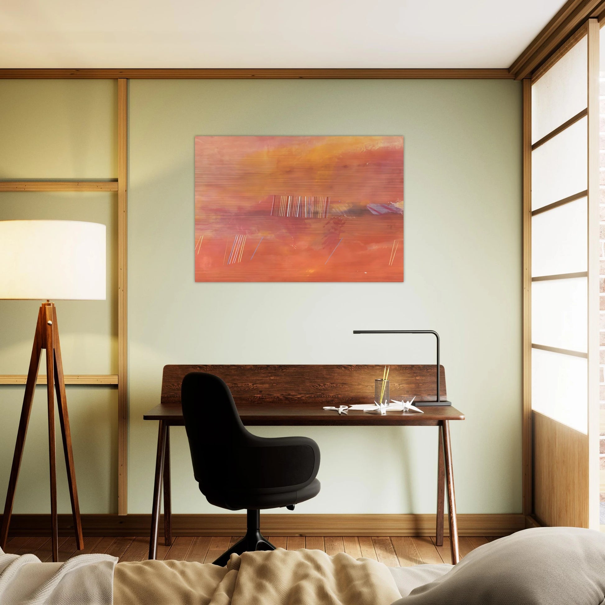 Orange Line Painting - 1969 - Ronnie Landfield Brushed Aluminum Print - 70x100 cm / 28x40 inches | Ronnie Landfield Aluminum Print | Ronnie Landfield Prints