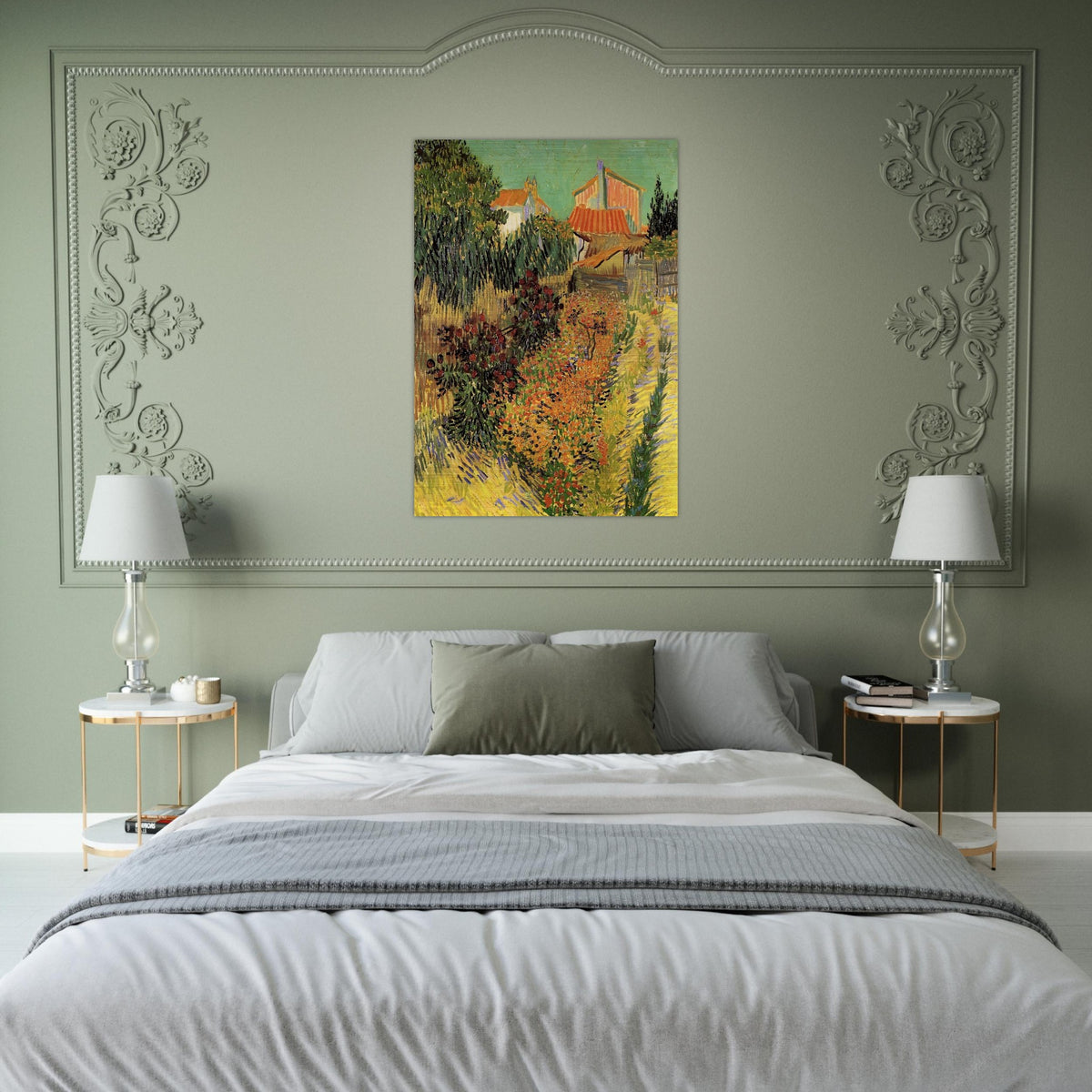 Garden Behind a House - Vincent van Gogh Brushed Aluminum Print - 70x100 cm / 28x40 inches | Vincent van Gogh Aluminum Print | Vincent van Gogh Prints