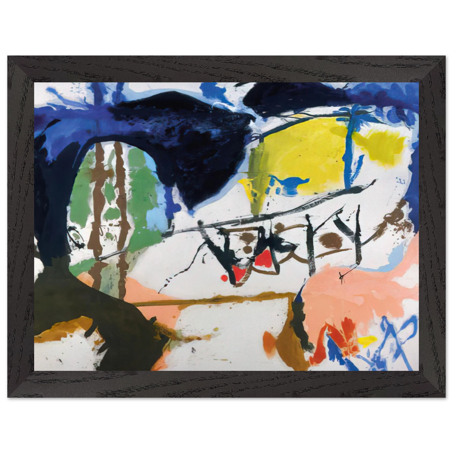 Helen Frankenthaler - Acres - 1959 Wall art - 45x60 cm / 18x24 inches - Premium Wooden Framed Poster With Fine Art Paper-canvas - Black frame