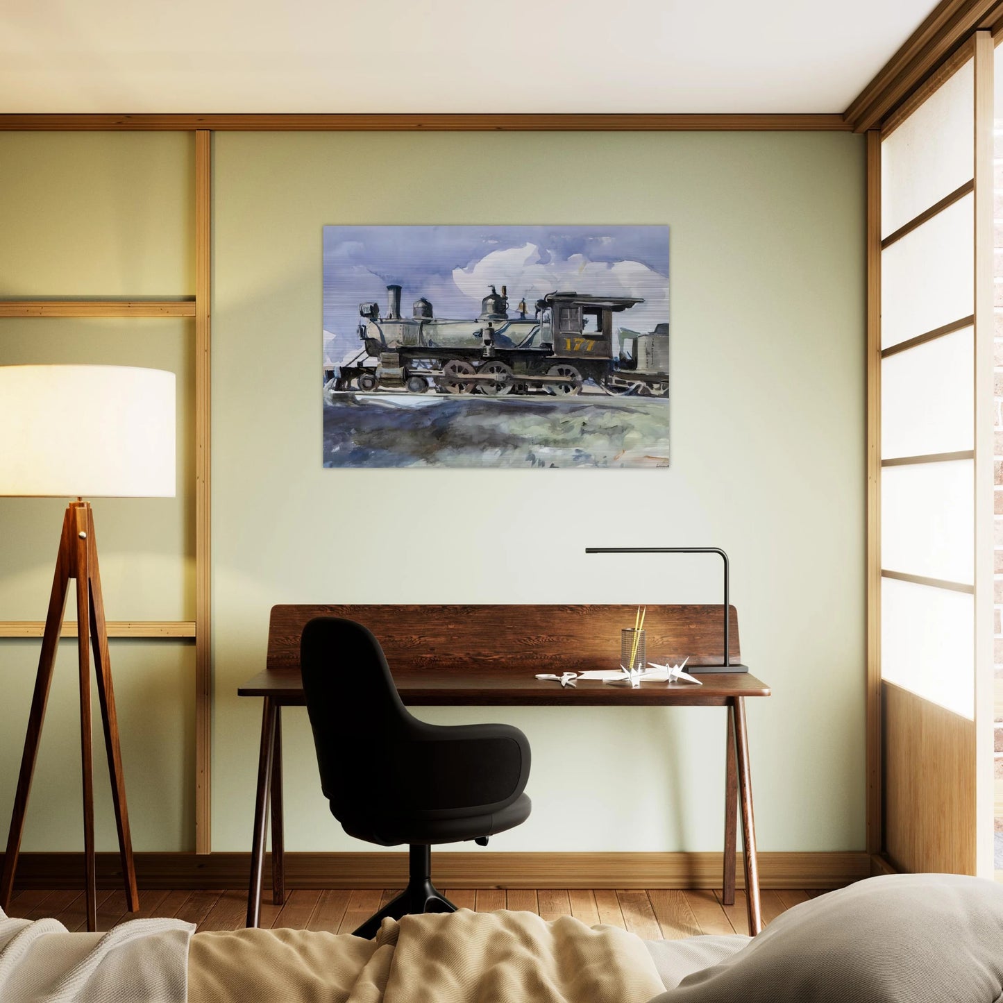 D. and R. G. Locomotive - Edward Hopper Brushed Aluminum Print - 70x100 cm / 28x40 inches | Edward Hopper Aluminum Print | Edward Hopper Prints