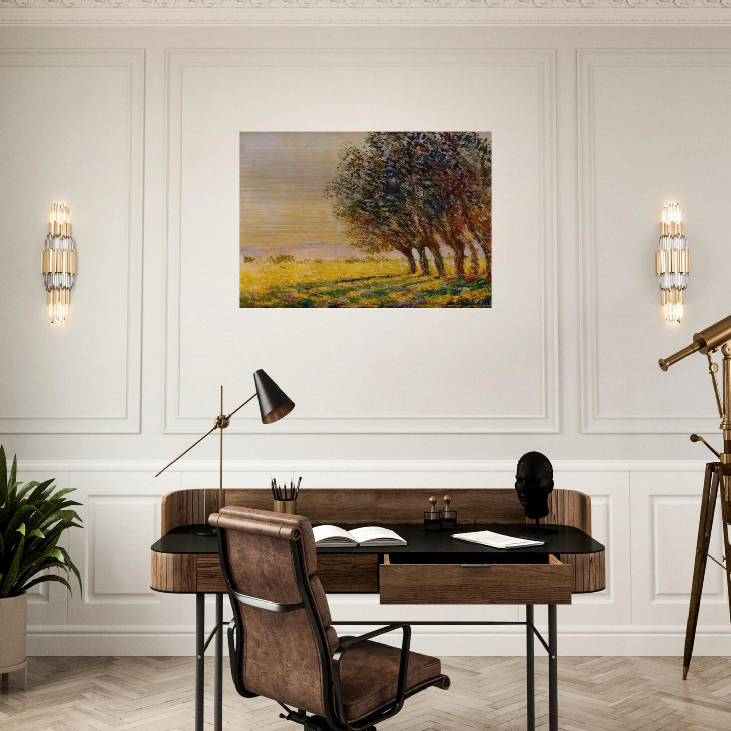 Willows at Sunset - claude monet Brushed Aluminum Print - 70x100 cm / 28x40 inches | claude monet Aluminum Print | claude monet Prints