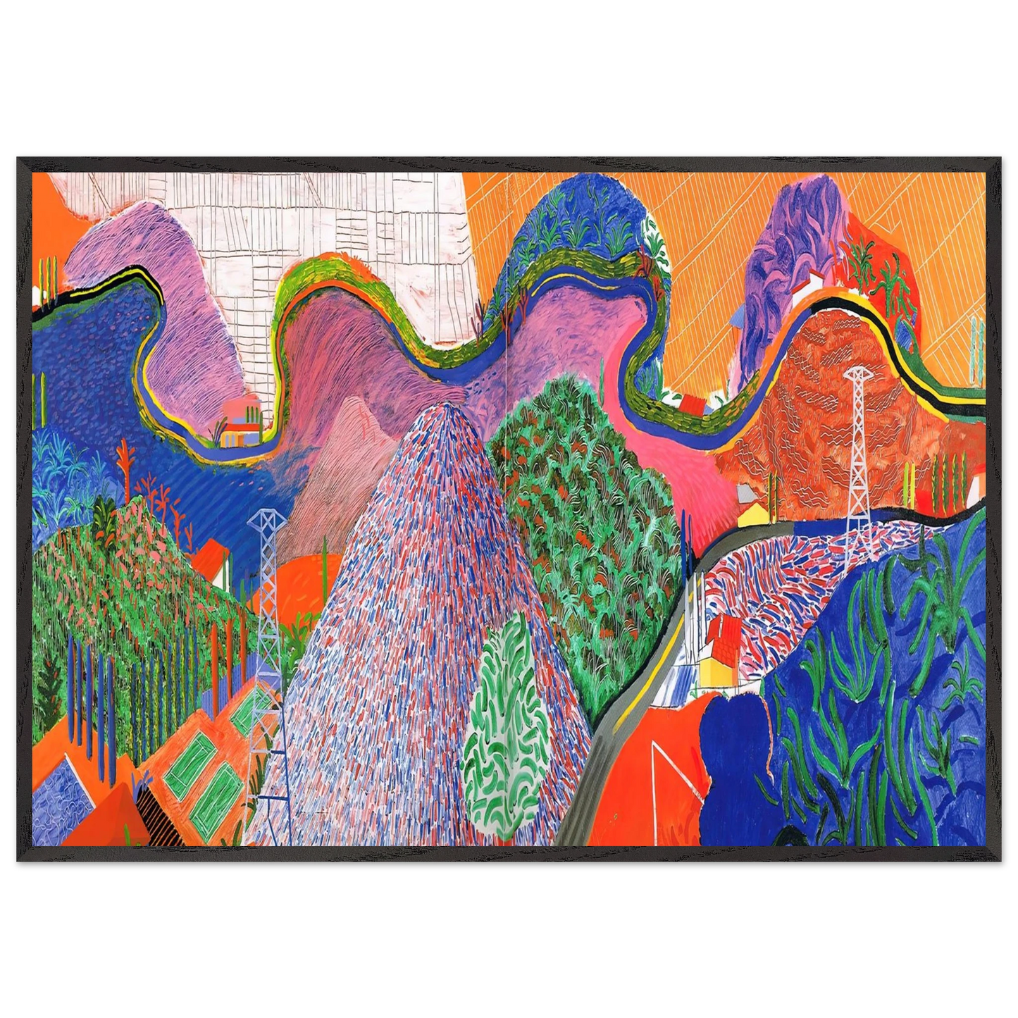 David Hockney - David Hockney Wall art - 60x80 cm / 24x32 inches - Premium Wooden Framed Poster With Fine Art Paper-canvas - Wood frame