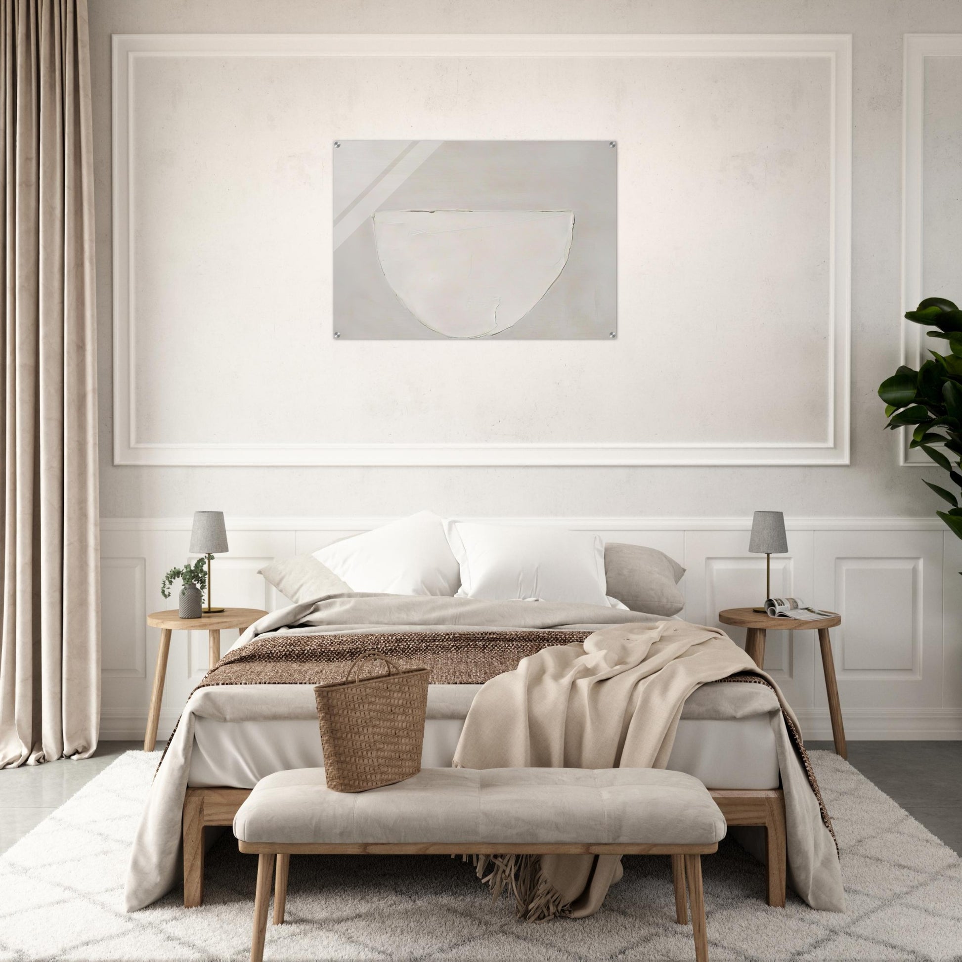 Bowl White on Grey - 1962 - William Scott Acrylic Print - 70x100 cm / 28x40″ inches | William Scott Wall Art | William Scott Prints
