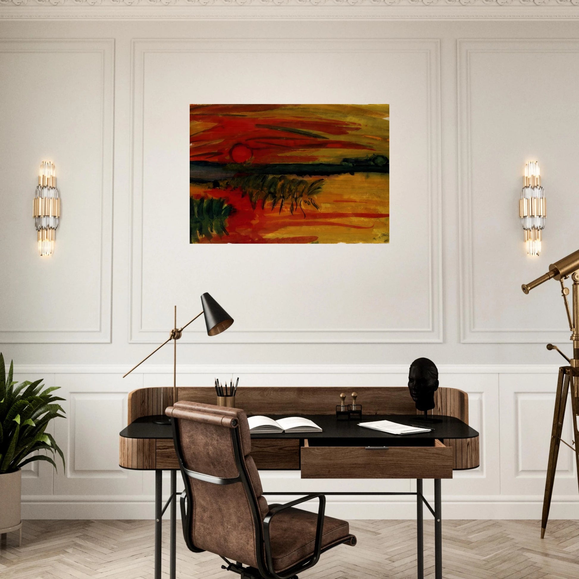 Sunset - Emil Nolde Brushed Aluminum Print - 70x100 cm / 28x40 inches | Emil Nolde Aluminum Print | Emil Nolde Prints