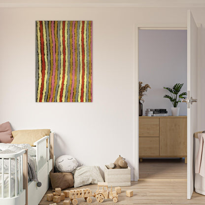 Ceremonial Paint Floor Napperby - 2001 - Clifford Possum Tjapaltjarri Brushed Aluminum Print - 70x100 cm / 28x40 inches | Clifford Possum Tjapaltjarri Aluminum Print | Clifford Possum Tjapaltjarri Prints