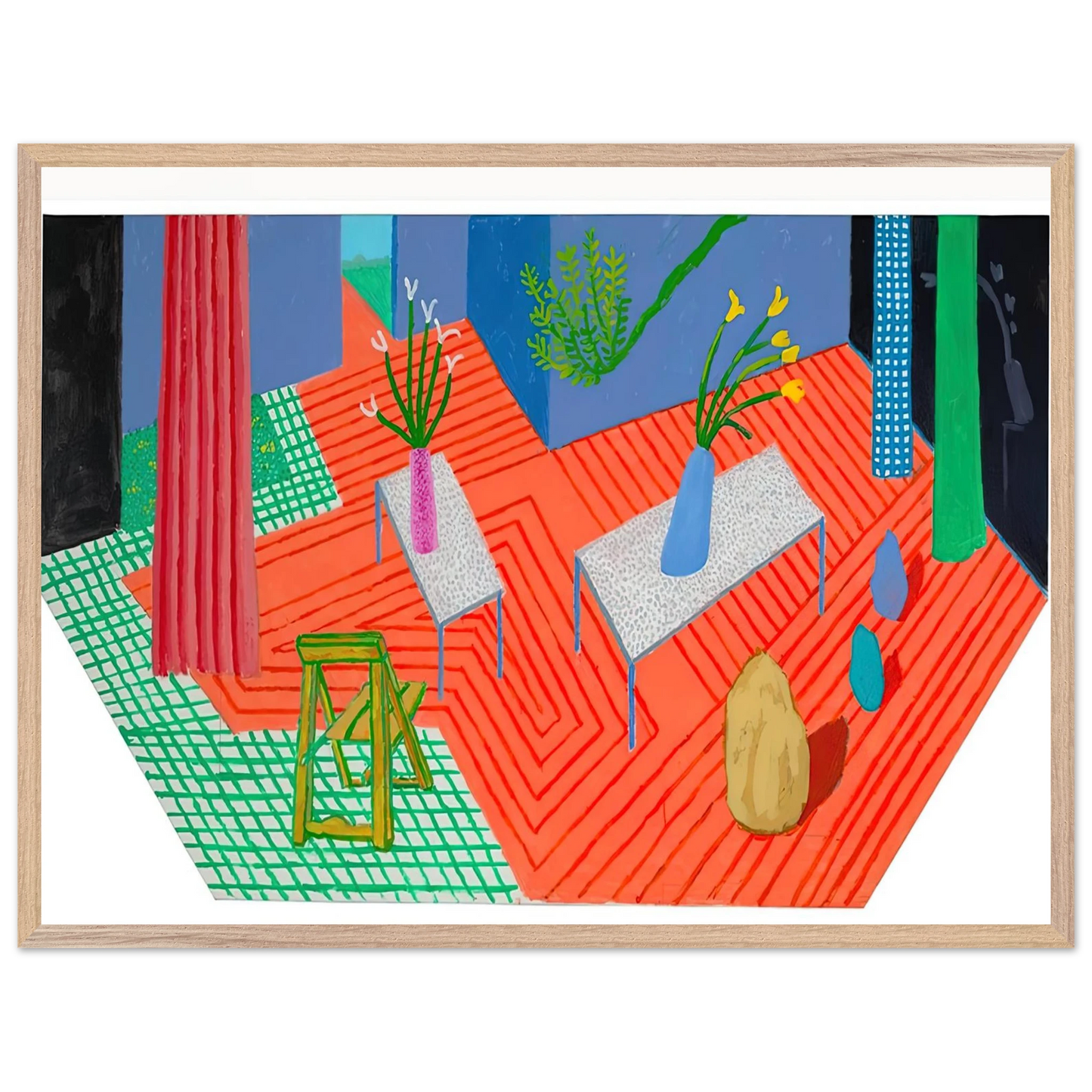 David Hockney - David Hockney Wall art - 28x43  cm / XL (11x17 inches) - Premium Wooden Framed Poster With Fine Art Paper-canvas - Wood frame