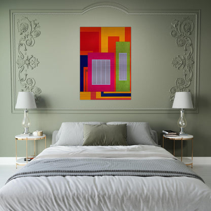 Joy Pop - 1998 - Peter Halley Brushed Aluminum Print - 70x100 cm / 28x40 inches | Peter Halley Aluminum Print | Peter Halley Prints