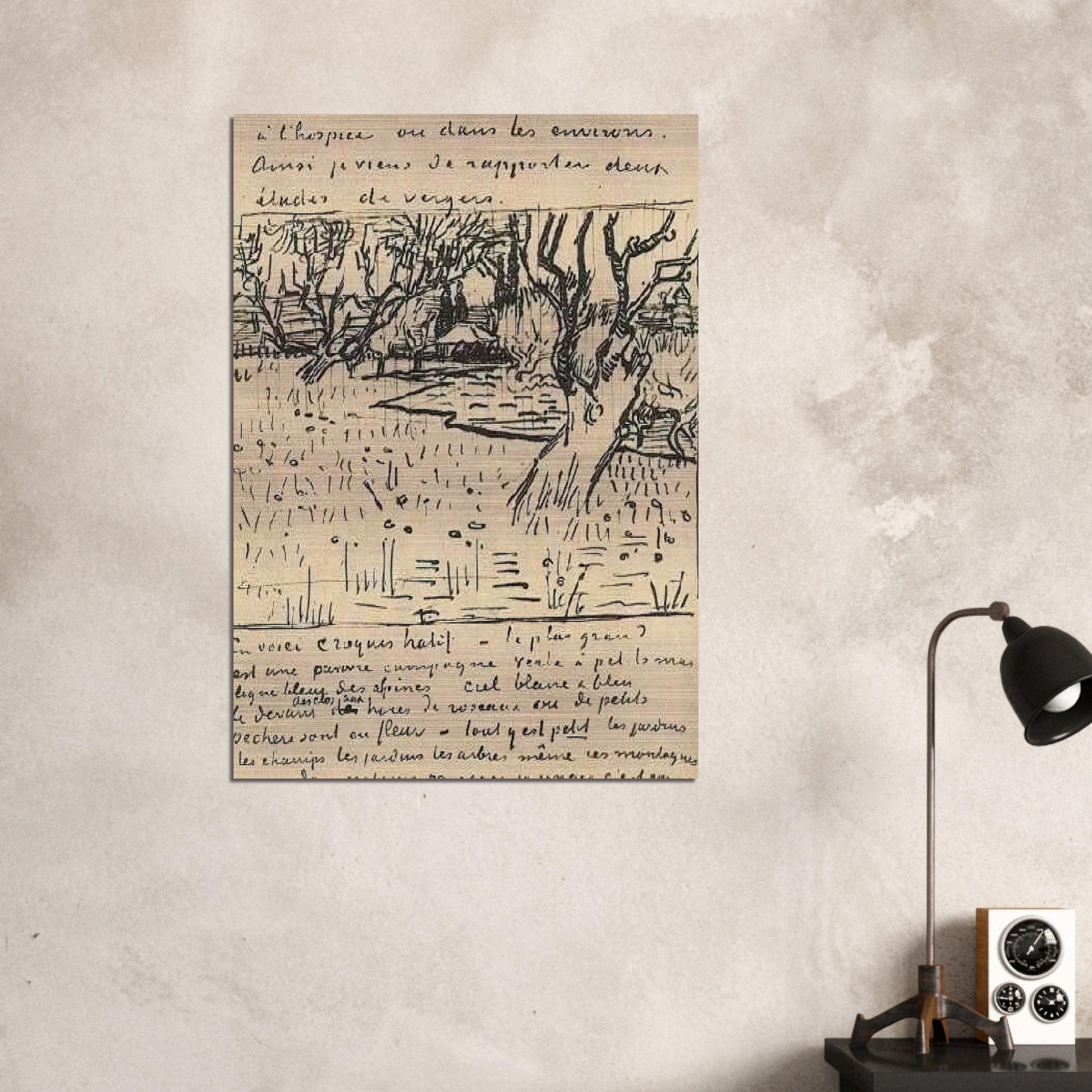 Orchard in Bloom with View of Arles - Vincent van Gogh Brushed Aluminum Print - 70x100 cm / 28x40 inches | Vincent van Gogh Aluminum Print | Vincent van Gogh Prints