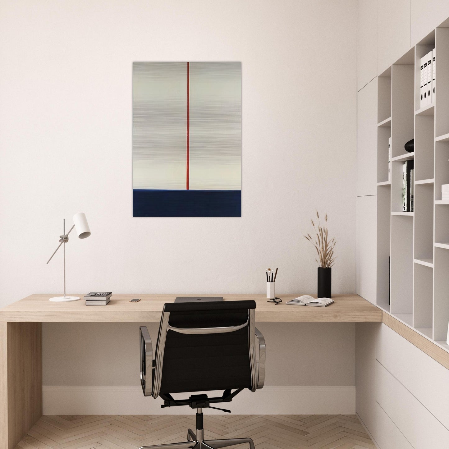 Komposition Blau-Rot auf Weiss - 1965 - Blinky Palermo Brushed Aluminum Print - 70x100 cm / 28x40 inches | Blinky Palermo Aluminum Print | Blinky Palermo Prints