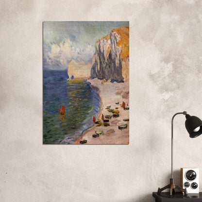 The Beach and the Falaise d'Amont - claude monet Brushed Aluminum Print - 70x100 cm / 28x40 inches | claude monet Aluminum Print | claude monet Prints
