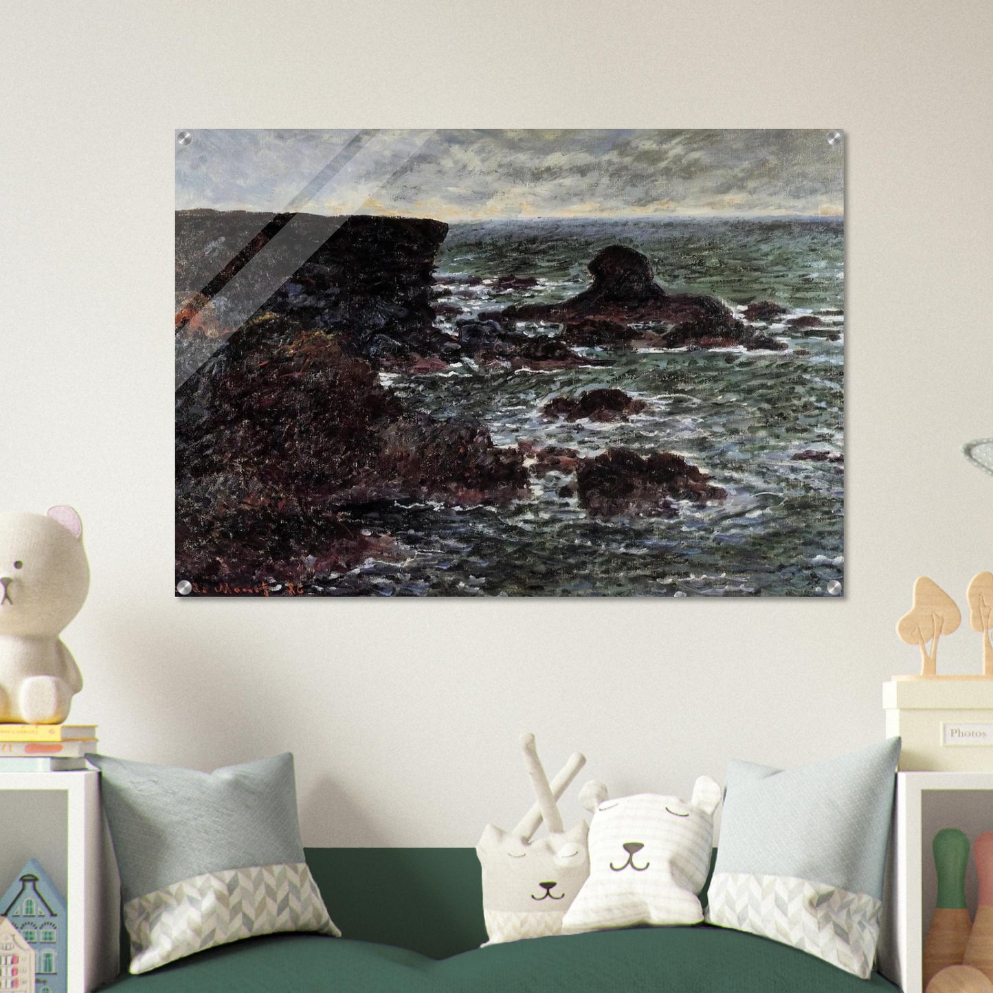 Rocky Coast and the Lion Rock, Belle-Ile - claude monet Acrylic Print - 70x100 cm / 28x40″ inches | claude monet Wall Art | claude monet Prints