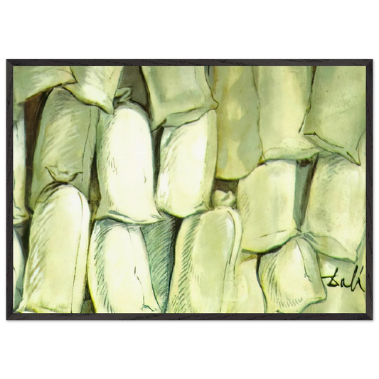 SET DESIGN FOR THE BALLET LOS SACOS DEL MOLINERO 3 - Salvador Dali 70x100 cm / 28x40 inches Framed Art Print – Black Wooden Frame