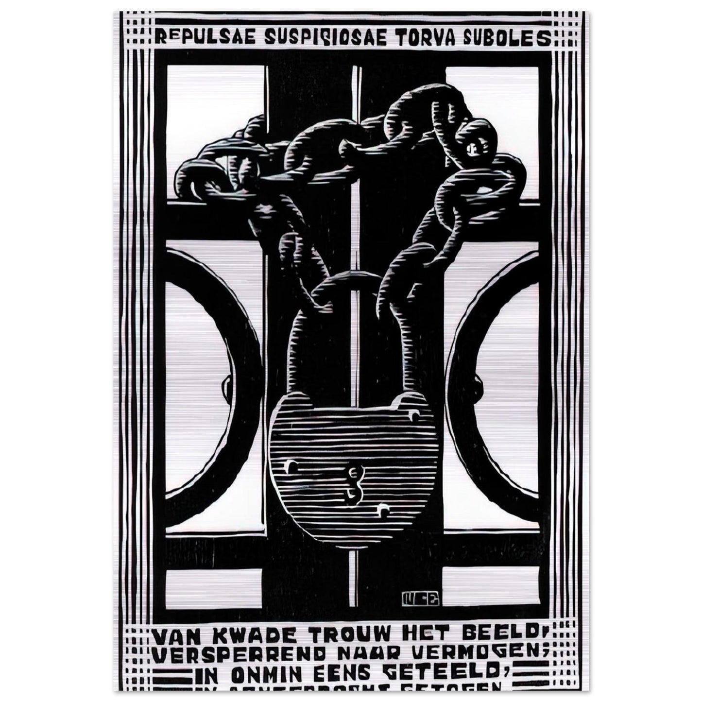 PADLOCK - MC Escher Brushed Aluminum Print - 70x100 cm / 28x40 inches | MC Escher Aluminum Print | MC Escher Prints