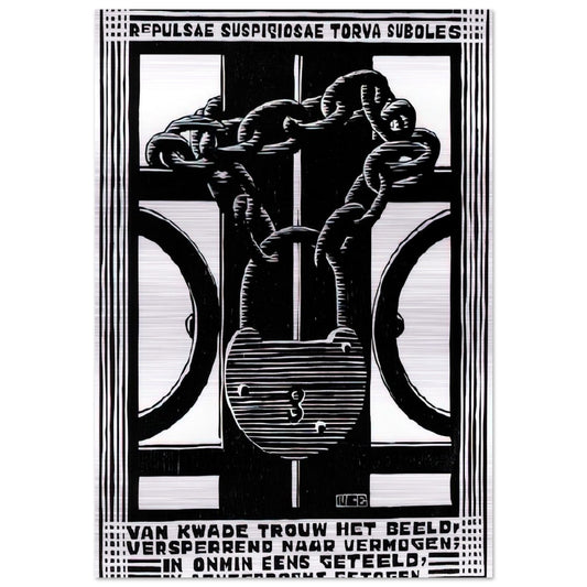 PADLOCK - MC Escher Brushed Aluminum Print - 70x100 cm / 28x40 inches | MC Escher Aluminum Print | MC Escher Prints