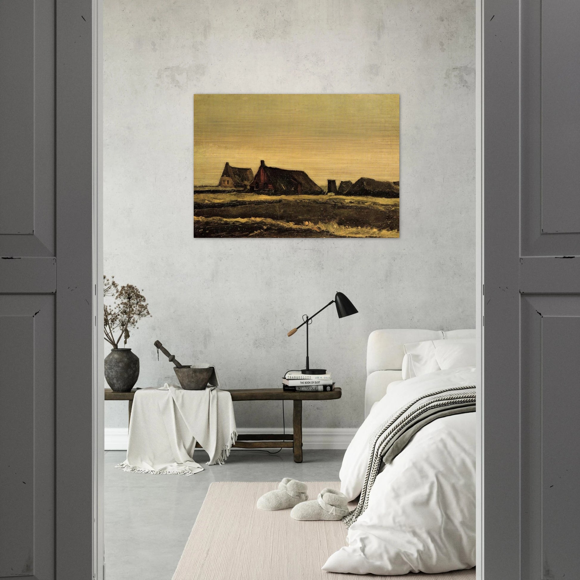Cottages - Vincent van Gogh Brushed Aluminum Print - 70x100 cm / 28x40 inches | Vincent van Gogh Aluminum Print | Vincent van Gogh Prints