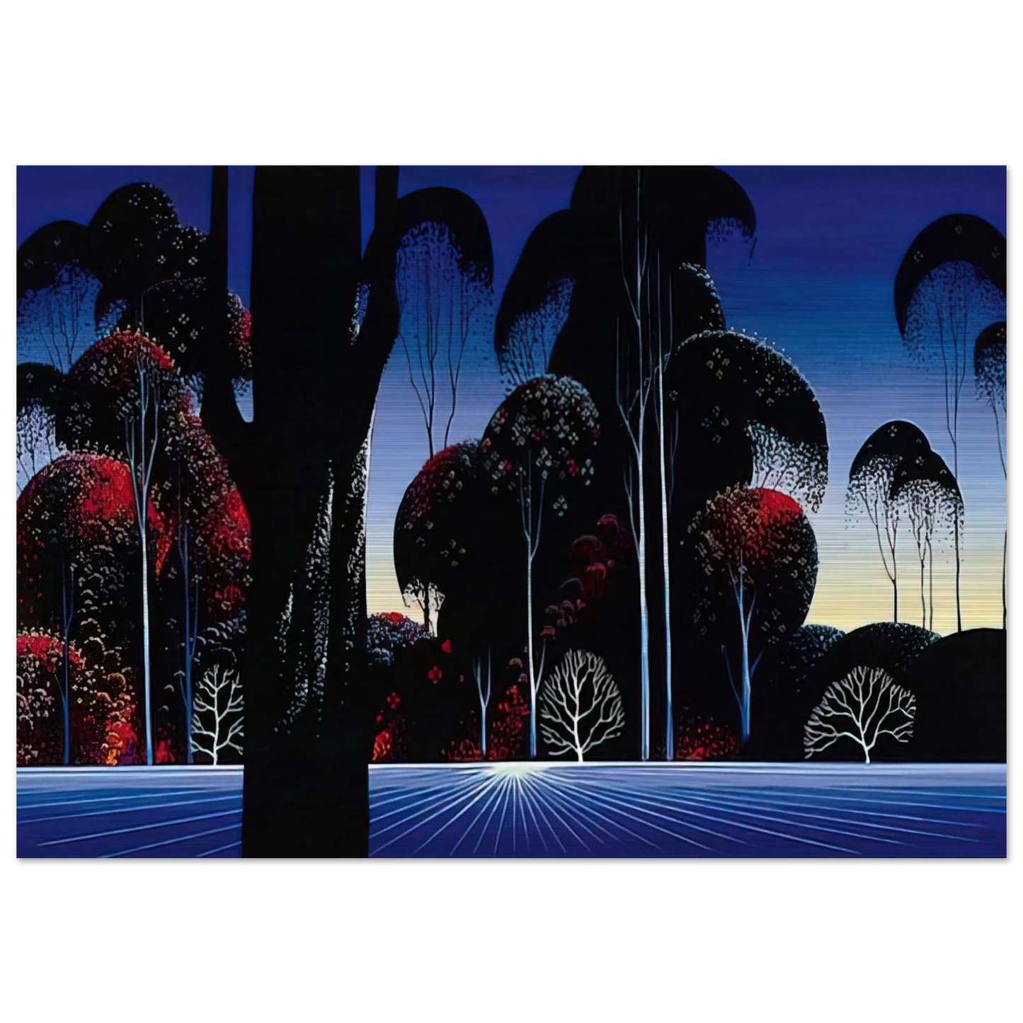 Dark Silence - Eyvind Earle Brushed Aluminum Print - 70x100 cm / 28x40 inches | Eyvind Earle Aluminum Print | Eyvind Earle Prints