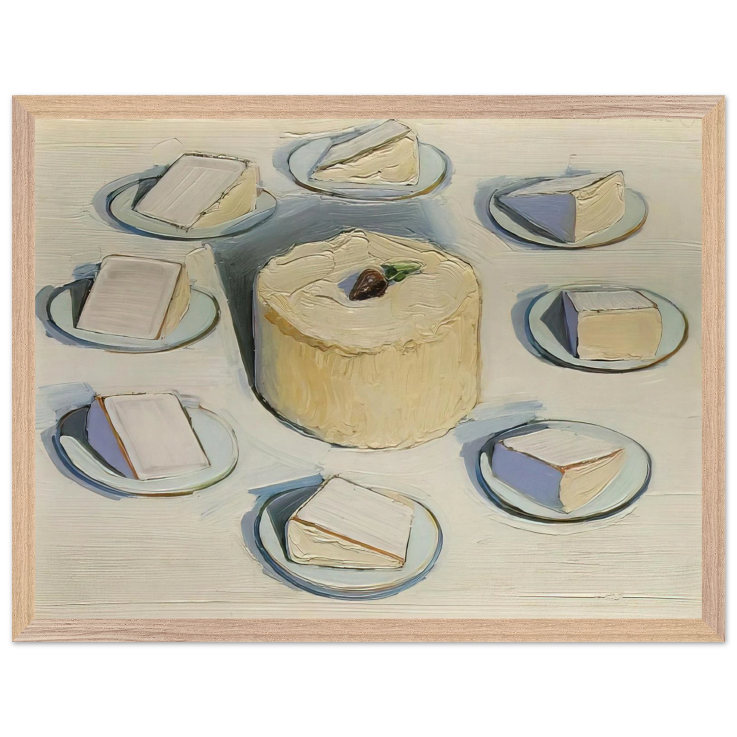 Wayne Thiebaud - Around the Cake - 1962 Wall Art - 30x40 cm / 12x16 inches - Premium Wooden Framed Poster With Fine Art Paper - White frame