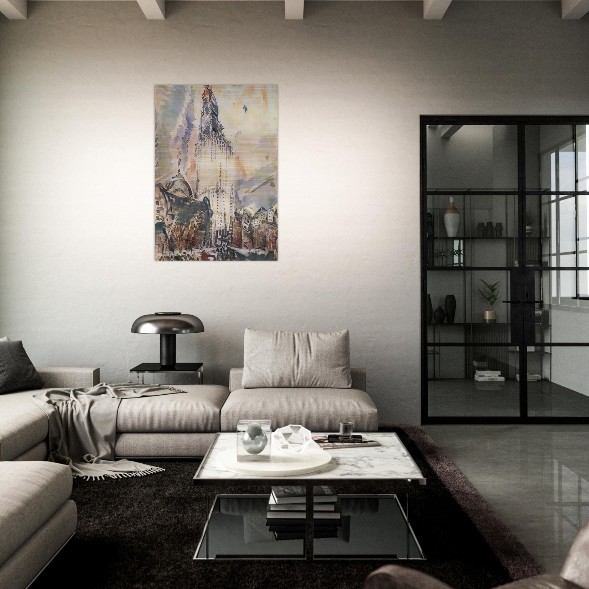 Woolworth Building No. 28 - 1912 - John Marin Brushed Aluminum Print - 70x100 cm / 28x40 inches | John Marin Aluminum Print | John Marin Prints