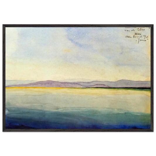 THE SEA AT THE MOUTH OF THE EBRO - MC Escher 70x100 cm / 28x40 inches Framed Art Print – Black Wooden Frame | Maurits Cornelis Escher Prints