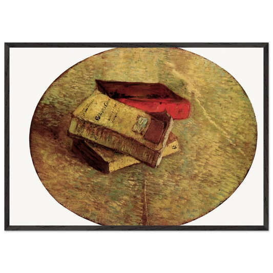 Still Life with Three Books - Vincent van Gogh 70x100 cm / 28x40 inches Framed Art Print – Black Wooden Frame